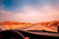 Driving a car on mountain Israel road Royalty Free Stock Photo