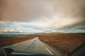 Driving a car on a mountain road Royalty Free Stock Photo