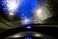 Driving a car at night under a heavy rain storm Royalty Free Stock Photo