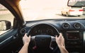 Driving car pov on a highway - Point of View