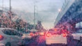 Traffic jam in rainny day Royalty Free Stock Photo