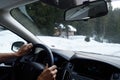 Driving a car in the snow photo from Royalty Free Stock Photo