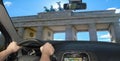 Driving a car towards Brandenburg Gate, Berlin, Germany Royalty Free Stock Photo