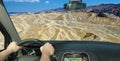 Driving a car towards Zabriskie Point, Death Valley, California, USA Royalty Free Stock Photo
