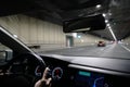 Driving a car in tunnel Royalty Free Stock Photo