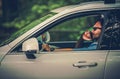 Driving with the Cell Phone Royalty Free Stock Photo