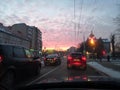 Kaliningrad, Russia - january 11, 2019: Red clouds on sky at sunrise