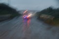 driving in a dark rainy weather Royalty Free Stock Photo