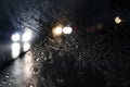 driving in a dark rainy weather Royalty Free Stock Photo