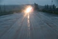 driving in a dark rainy weather Royalty Free Stock Photo