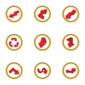 Driving direction icons set, cartoon style