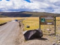 Dirt road that leads to Limpiopungo Lagoon, Cotopaxi National Park, Ecuador Royalty Free Stock Photo