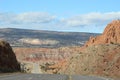 Driving down the road into the beautiful banded scenic route of highway 84 in northern NM