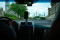 Driving through downtown Chicago in a taxi Royalty Free Stock Photo
