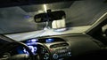 Driving fast a car inside a dark tunnel from an indoor driver perspective motion blur Royalty Free Stock Photo