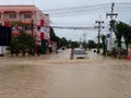 Driving through flood