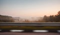 Driving by a foggy valley Royalty Free Stock Photo