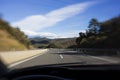 Driving on a highway driver`s point of view