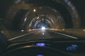 Driving inside a tunnel form driver`s point of view Royalty Free Stock Photo
