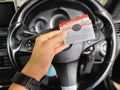 Driving license Indonesia, a young man holding a driver's license, the latest model of sim