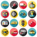 Driving Long Shadow Icons Set Royalty Free Stock Photo