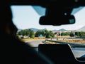 Driving on Mallorcan Highway with Mountain View