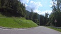 Driving in mountain road. Dolomites of Trentino Alto Adige