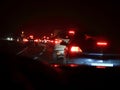 Driving at night, Traffic jam and brake lights on the front man Royalty Free Stock Photo