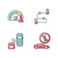 Driving risks RGB color icons set