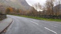 Driving A4086 road in Snowdonia mountains near Nant Peris
