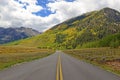 Driving in the Rocky Mountains with Autumn Colors Royalty Free Stock Photo