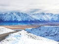 Lake Tekapo from the end of Lilybank Road in winter, South Island, New Zealand Royalty Free Stock Photo