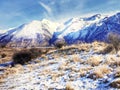 Lake Tekapo from the end of Lilybank Road in winter, South Island, New Zealand Royalty Free Stock Photo