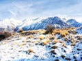 Lake Tekapo from the end of Lilybank Road in winter, South Island, New Zealand Royalty Free Stock Photo