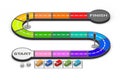 A driving school board game. Colorful course. 5 cars. isometric. 3D rendering