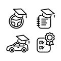 Driving school education icon set Royalty Free Stock Photo