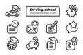 Driving school education icon set Royalty Free Stock Photo