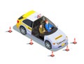 Instructor Car Isometric Composition Royalty Free Stock Photo