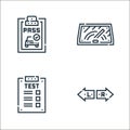 driving school line icons. linear set. quality vector line set such as indicators, test, wiper Royalty Free Stock Photo