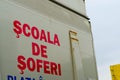 Driving school (scoala) sign, romanian driving school car sign. Royalty Free Stock Photo