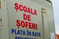 Driving school (scoala) sign, romanian driving school car sign.