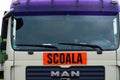 Driving school (scoala) sign, romanian driving school car sign. Royalty Free Stock Photo