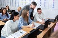 Driving school students in the classroom Royalty Free Stock Photo