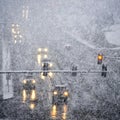 Driving in Severe Snow Storm Royalty Free Stock Photo