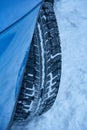 car skidding in winter, driving in the snow in winter, the car skidding, new winter tires