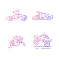 Driving specially-modified vehicles gradient linear vector icons set
