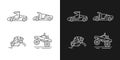 Driving specially-modified vehicles linear icons set for dark and light mode