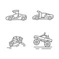Driving specially-modified vehicles linear icons set