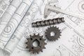 Driving sprockets, chain and engineering drawings