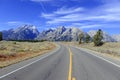 Driving in the Teton Range, Rocky Mountains, Wyoming, USA Royalty Free Stock Photo